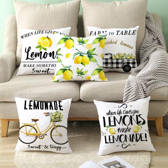 

45X45Cm Lemon Orange Print Throw Pillow Case Cushion Cover Home Sofa Bed Decor