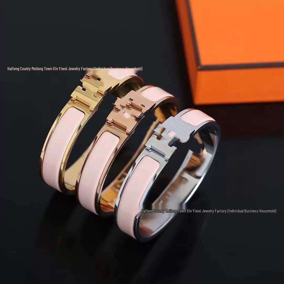 

Високоякісний золотий браслет-манжета з літерою H - Унісекс Браслет у стилі селебріті Platinum Size 19 рожевий