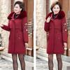 Women's Winter Fleece Padded Jacket Thick Warm Mid-Length Embroidered Hooded Padded Coat
