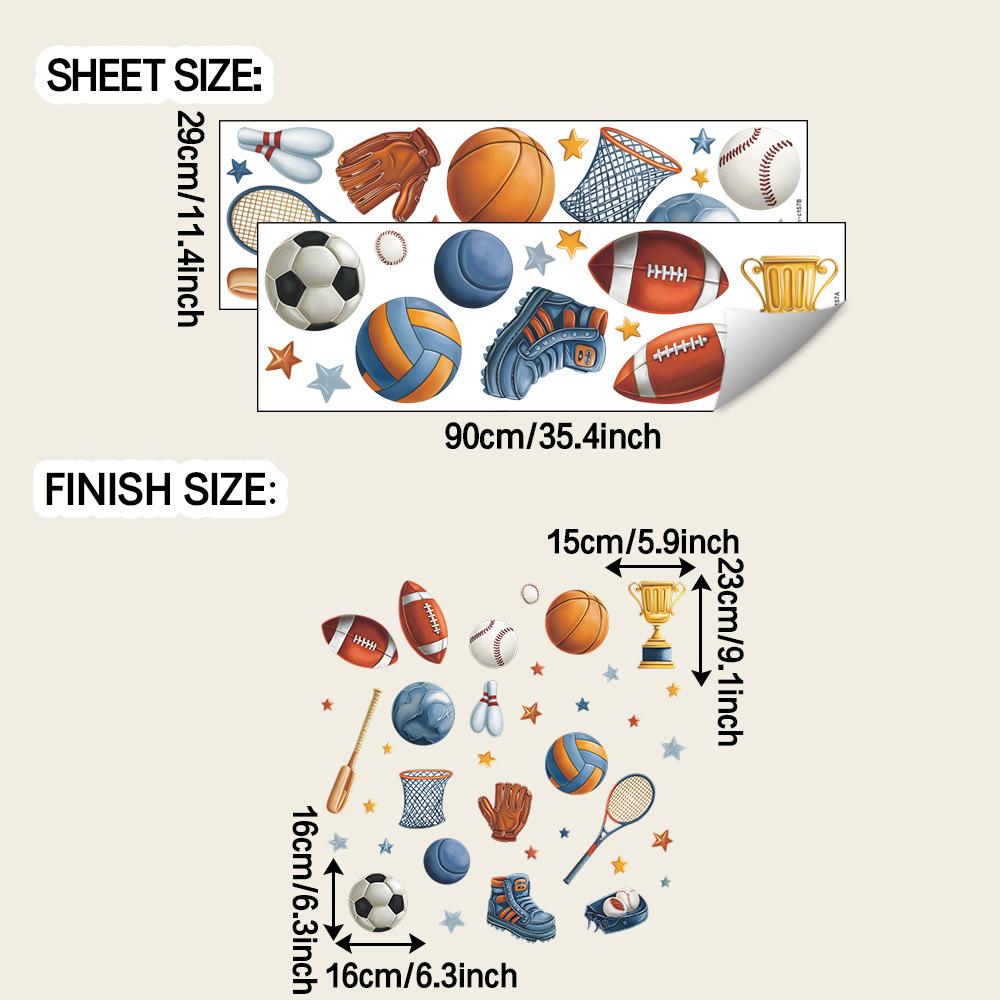 

Cartoon Sports Elements and Star Boy Bedroom Game Room Wall Decoration Stickers