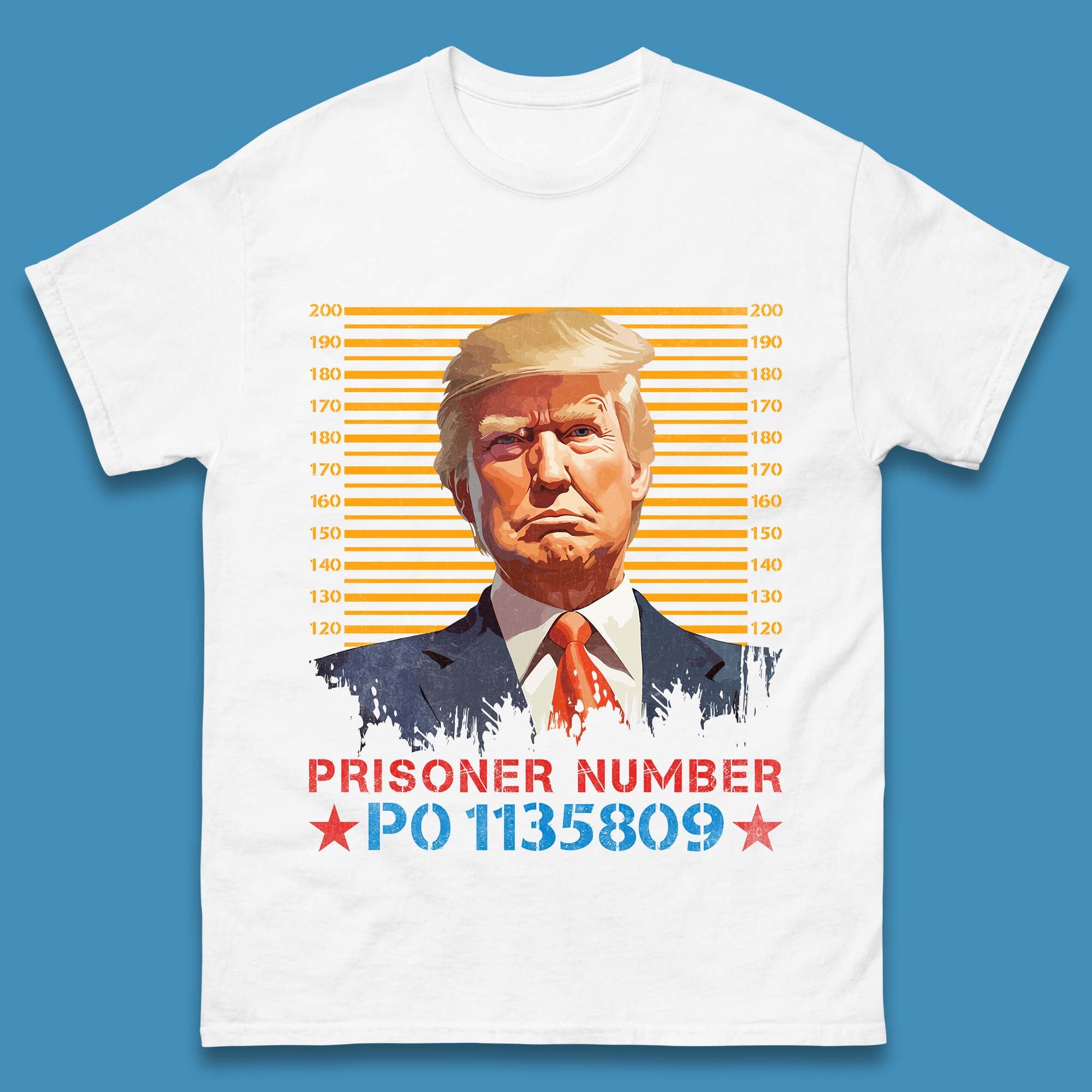 Donald Trump Mug Shot Prisoner Number P01135809 Fulton County Jail Mens Tee Top 2XL