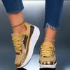 Fashion Women's Gold Sequins Platform Sneakers Autumn Fashion Casual Sports Shoes Thick Bottom Vulcanized Shoes Woman Flats Heels Shoes
