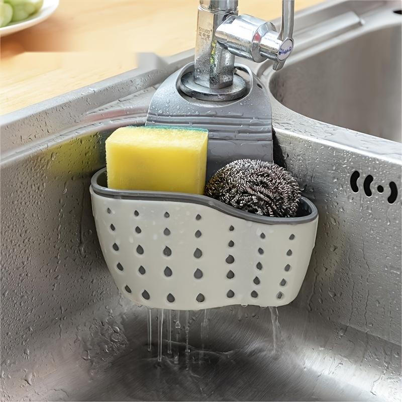 

Adjustable Snap-On Kitchen Sink Organizer - Space-Saving Hanging Drain Basket for Sponges & Accessories