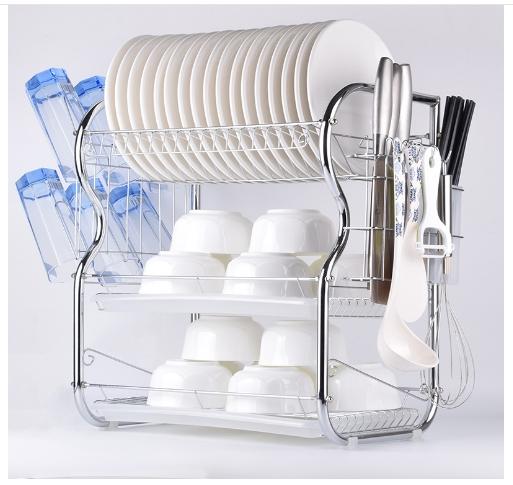 

Многофункциональная 3-уровневая полка для посуды, полка для хранения кухонных принадлежностей, сушилка с держателем для палочек для еды/ножей/разделочной доски