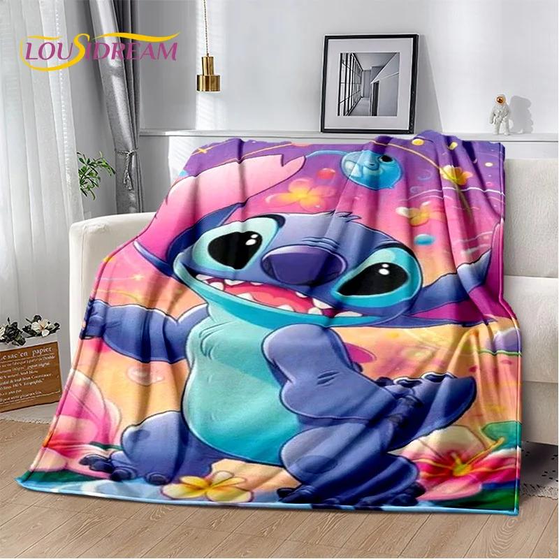 Coperta morbida in flanella con Stitch mostro cartone animato, Coperta da lancio Coperta comoda per picnic Letti Divano Casa Camera da letto Regalo Bambino
