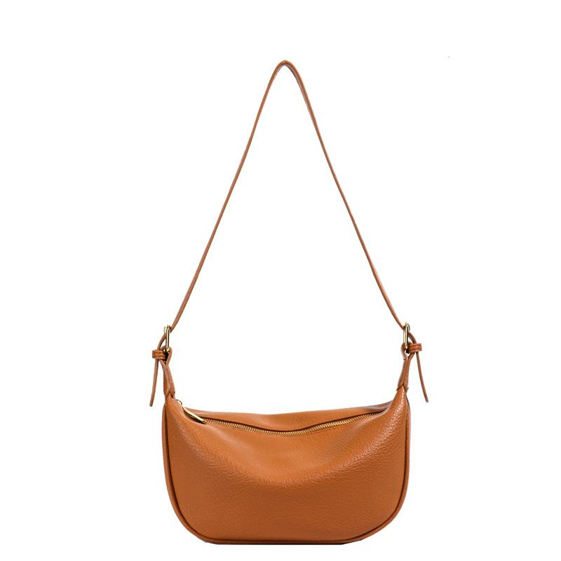 

2025 новая простая стильная повседневная легкая текстурная сумка-тоут через плечо модная универсальная сумка-мессенджер в стиле для поездок однотонная коричневый