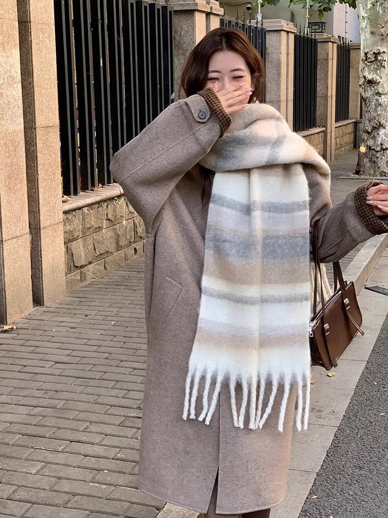 Winter Scarf For Women Cashmere Warm Plaid Pashmina Scarves Blanket Wraps Female Thick Soft Bufanda Tassel Shawl Long Poncho