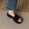 Soft Leather Cool Slippers 2025 Summer Fashion Outer Wear One-word Comfortable Versatile Women's Shoes Light and Comfortable Small Thick Sole
