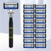Classic 6-layer Manual Razor Set, 1 Handle With 12/18 RefillsStainless Steel Manual Shave Razors For Daily Face Care