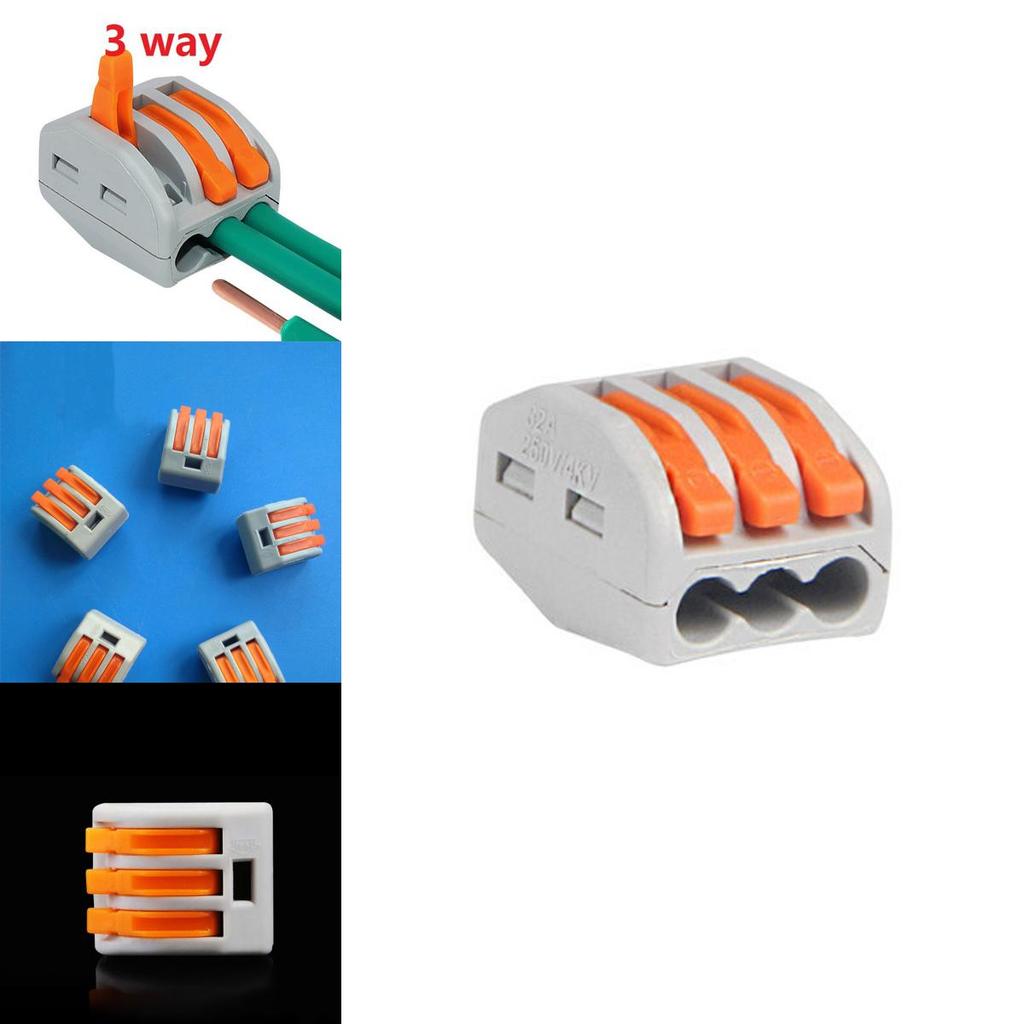 Ideal Gift 3 Way Reusable Spring Lever Terminal Block Electric Cable Connector Wire For Friends And Family