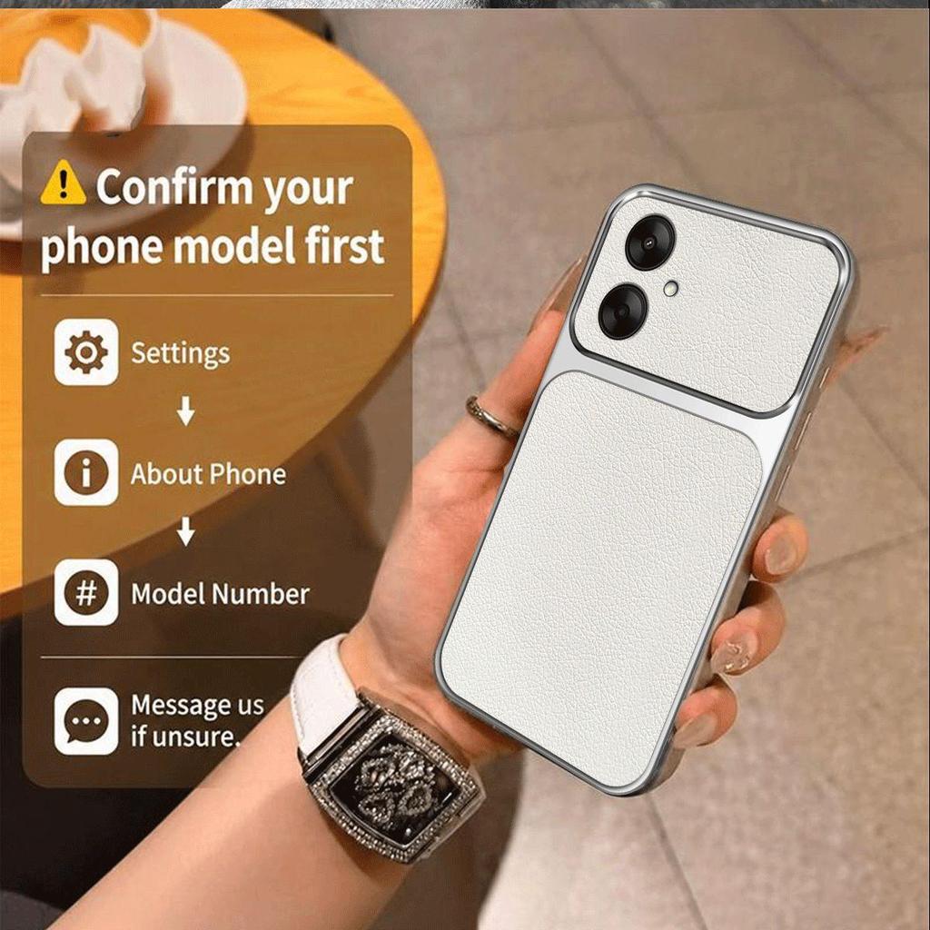 Electroplated Bumper Leather Case for Xiaomi Redmi 13C 5G POCO M6 Full Big Window Camera Protector Cover