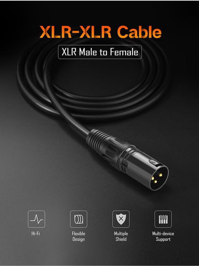 CABLETIME Microphone Cable, XLR Cable, Canon Cable, Male to Female, XLR Balanced Connection, Compatible with AV Amplifiers, Speakers, and Other Record