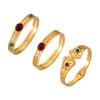 Retro Gold-Plated Titanium Steel Bracelet with Inlaid Natural Stone and Hollow Design for Women