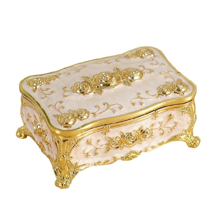 

Alloy Based Jewelry Display Case Showcasing Floral Engraving Designs and Protective Glossy Finish for Home