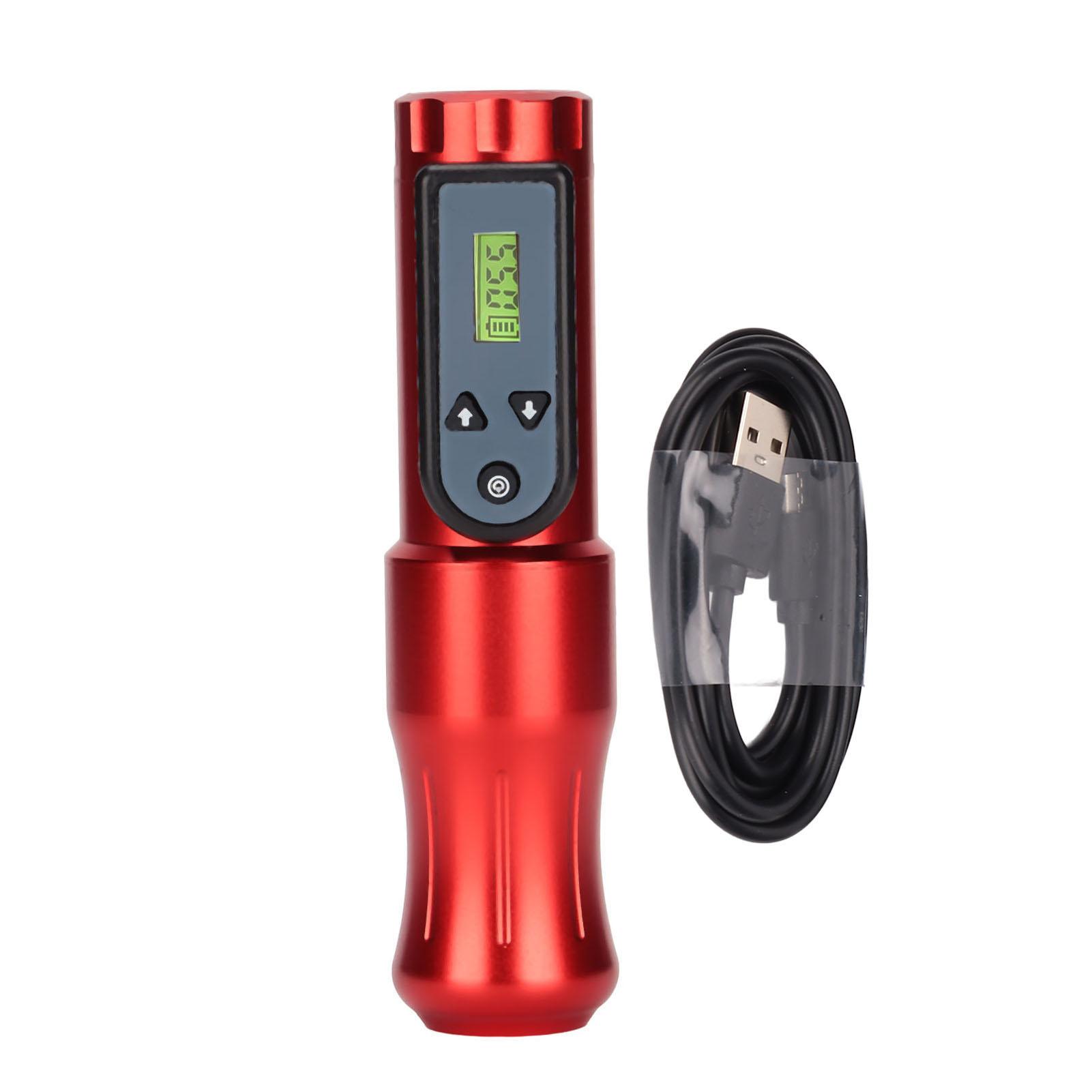 

Беспроводная ручка для татуировки Роторная машинка для татуировки Картриджные иглы Бессердечный мотор Гальваническое покрытие ЖК-дисплей красный