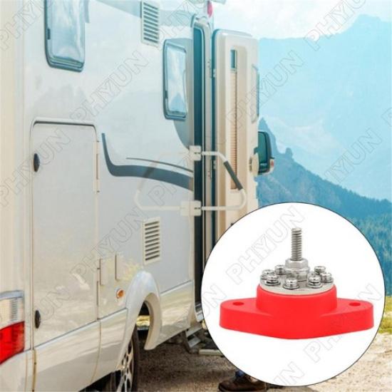 Red Battery Junction Post Bus Bar Power Distribution Block M6 Single Stud Car RV