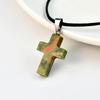Punk Rock Bunter Naturstein Kreuz Anhänger Halskette Für Männer Frauen Cool Hip Hop Street Vintage Y2K Grunge Goth Schmuck Geschenk