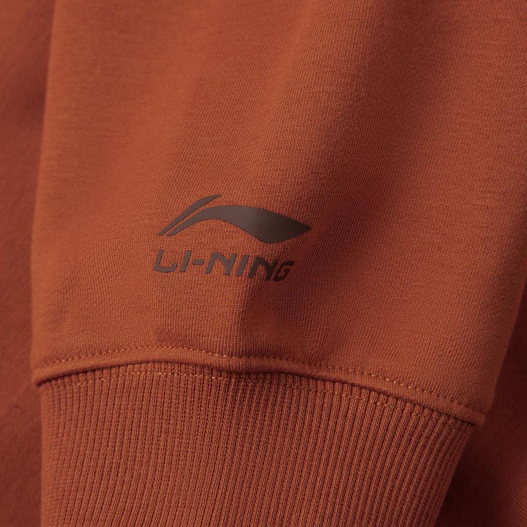 Li Ning Comfortable Round Neck Simple Letter Print Loose Versatile Sweatshirt Unisex Sweatshirt AWDVF85-4