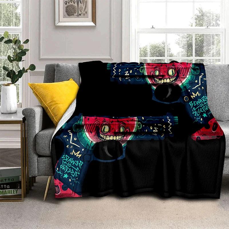 3D Gun Knife USP,AK,M4,AWP,Rifle Pistol Cartridge Blanket,Soft Throw Blanket for Home Bedroom Bed Sofa Picnic Cover Blanket Kids