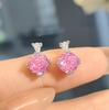 Octagonal Millennium Rose Cut Colorful Pink Diamond Pendant Set High Carbon Diamond Paraiba Ring Earrings