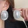 Imitation Oval Metal Pearl Earrings Vintage Geometric Exaggerated Earrings  Party Accessories