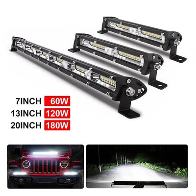 LED Work Light 7 Inch 14 Inch 20 Inch Ultra-thin Single Row LED Light Bar Suitable for Off-road 4X4 Je-ep Wrangler Jk Work Light