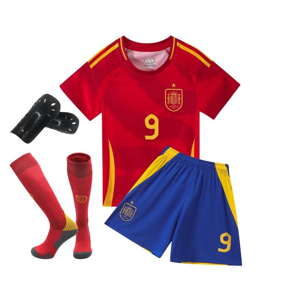 24-25 Španielsko Domáci Tím Č.. 9 Futbalový dres národného tímu Detské oblečenie Dospelácka súprava Veľkosť 14-3XL