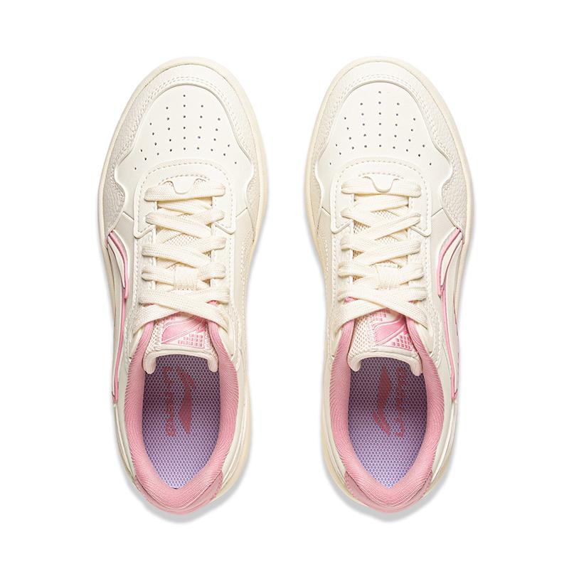 New LiNing Lightweight And Breathable Low Top Skateboard Shoes Women's Beige Pink AGCV178-3
