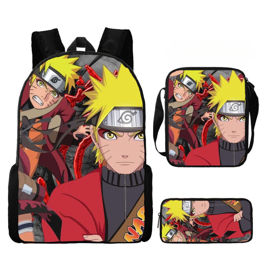 Backpack Naruto Children Set With Pencil Case And Versatile For School Trips Day