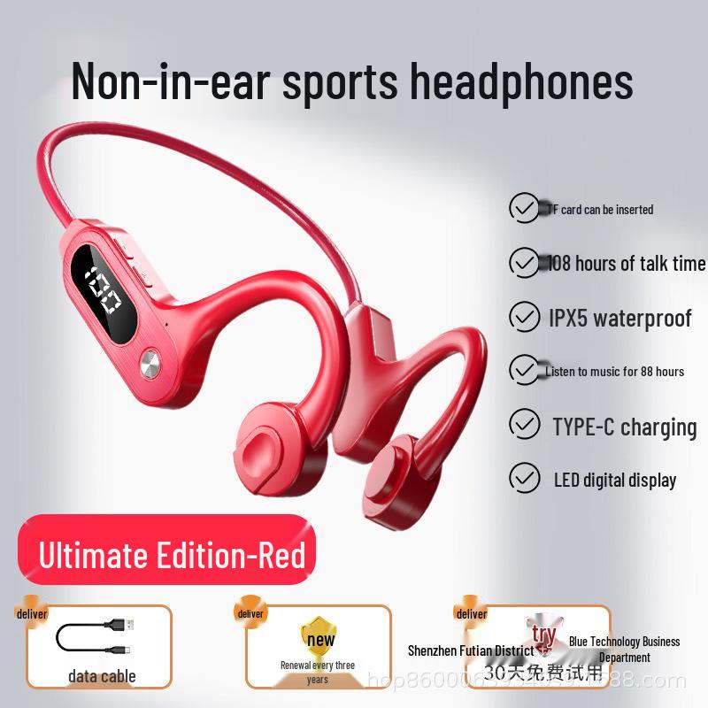 Universal Waterproof Bone Conduction Bluetooth Earphones: Over-Ear, Painless, Sweatproof, for Business and Running