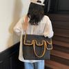 Canvas Bag Female College Student Fashion Contrasting Color Casual Splicing Portable Dual-purpose Class Commuting Shoulder Messenger Bag