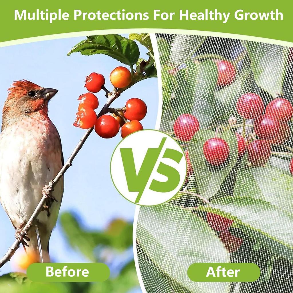 Fruits Tree Netting Cover with Zipper and Drawstring Garden Insect Netting Clear Bird Plant Barrier Mesh Screen for Greenhouse