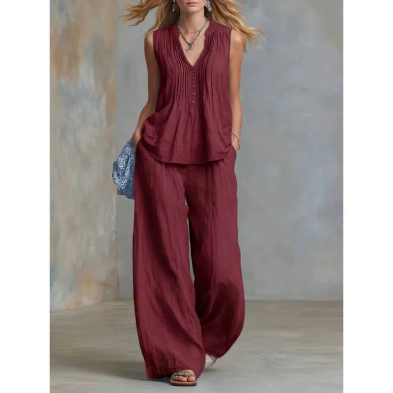 Street Style Womens Sleeveless Pantsuit With Cotton Linen Material For Casual Summer Wear