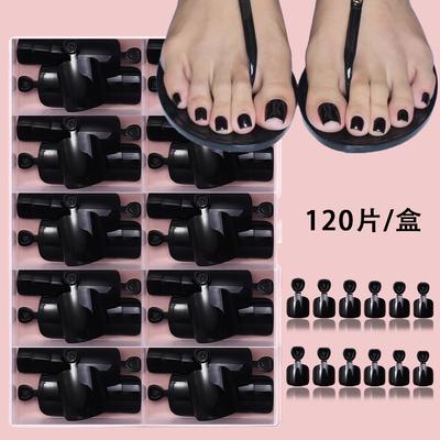 Wearing Toenails With A High-end Feel Pure Black Simple And Versatile Nail Patches Wearing Nails In Short Nails That Look White