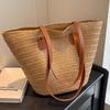 Large Capacity Woven Bag Women's New Casual Shoulder Tote Bag Seaside Vacation Beach Bag