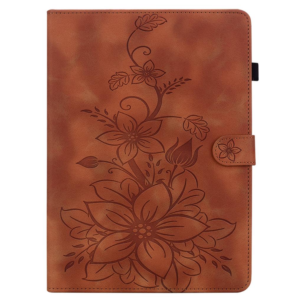 For iPad Pro 12.9 (2020)/(2021)/(2022) Tablet Case Shockproof Flower Imprint PU Leather Flip Cover