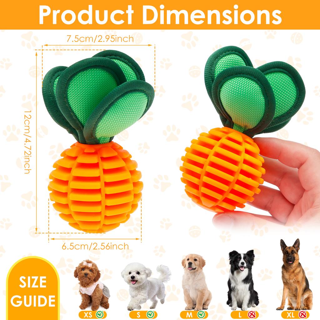 2 Pcs Dog Chew Toys Portable Interactive Treat Dispensing Ball with Squeaker Puppy Dental Care Toys Pet Supplies for Training