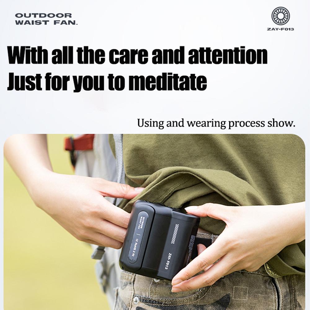 Mini Clip Fan Neck Waist Fan Air Cooling USB Rechargeable Belt Portable Clip Fan For Outdoor Travel 3 Speeds Strong Handheld Fan