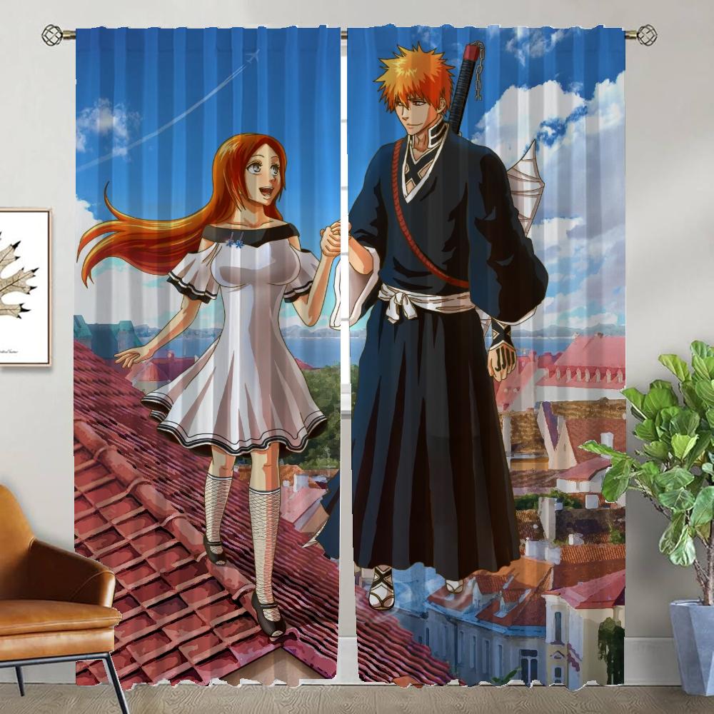 BLEACH Blackout Curtain for Room 2 Panel Curtains Child Room Home Interior Curtains Halloween Decoration Partition Shades Living