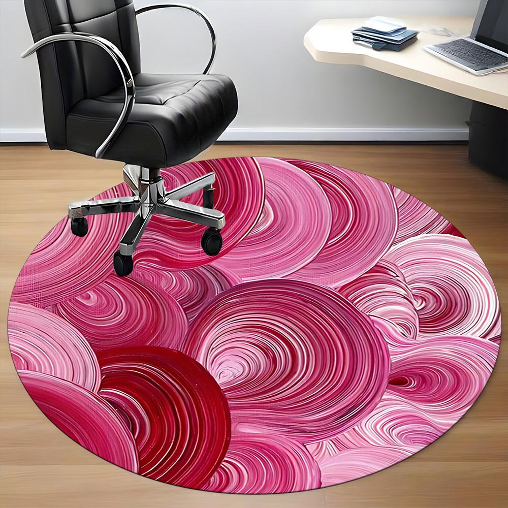 1pc Swirls Circles Office Round Area Rug, Mat Suitable For Office, Under Office Chairs Bedroom Living Room Home Decor, Room Deco