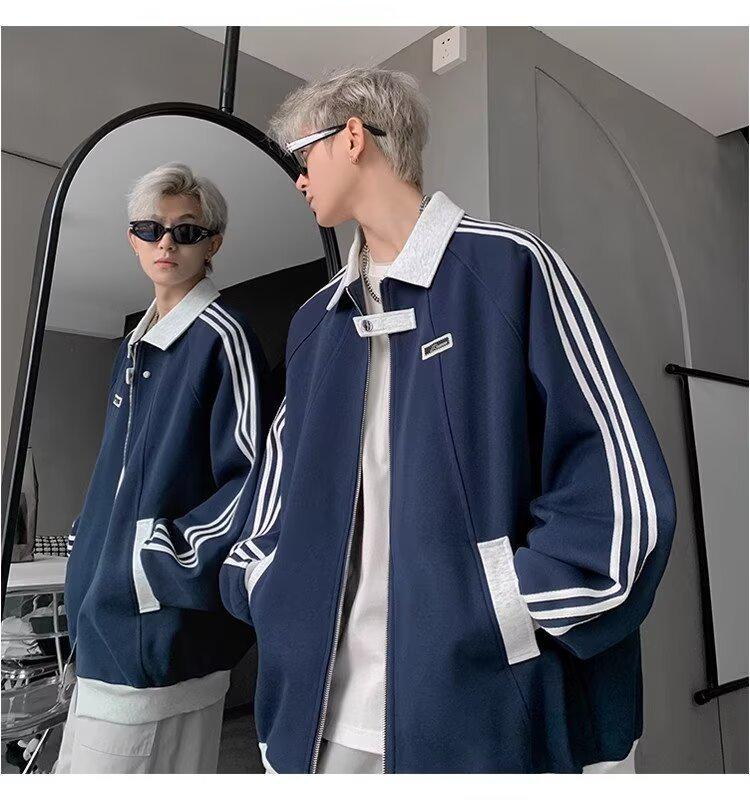 

Youth 2025 Men s Striped Sports Jacket - Spring/Autumn/Winter Fashion 2XL темно-синього кольору