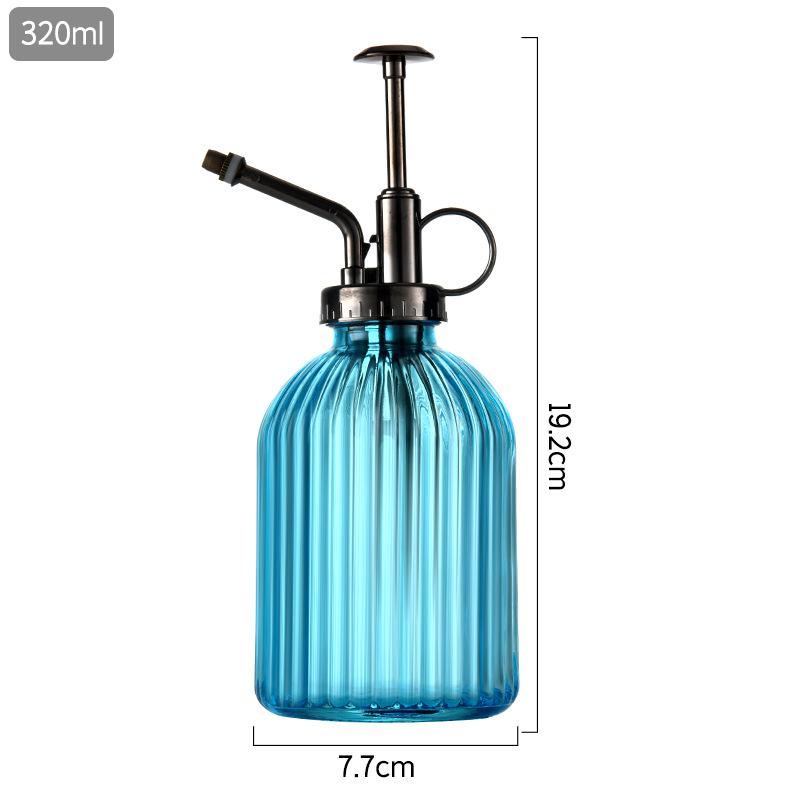 Creative Hand-Press Glass Watering Spray Bottle with Vertical Stripe Design
