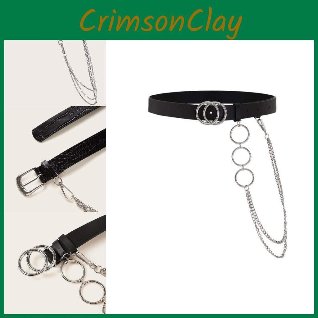 Synthetic Womens Trendy Leather Waist Belt With Alloy Buckle And Double Rings For Fashionable Looks Street