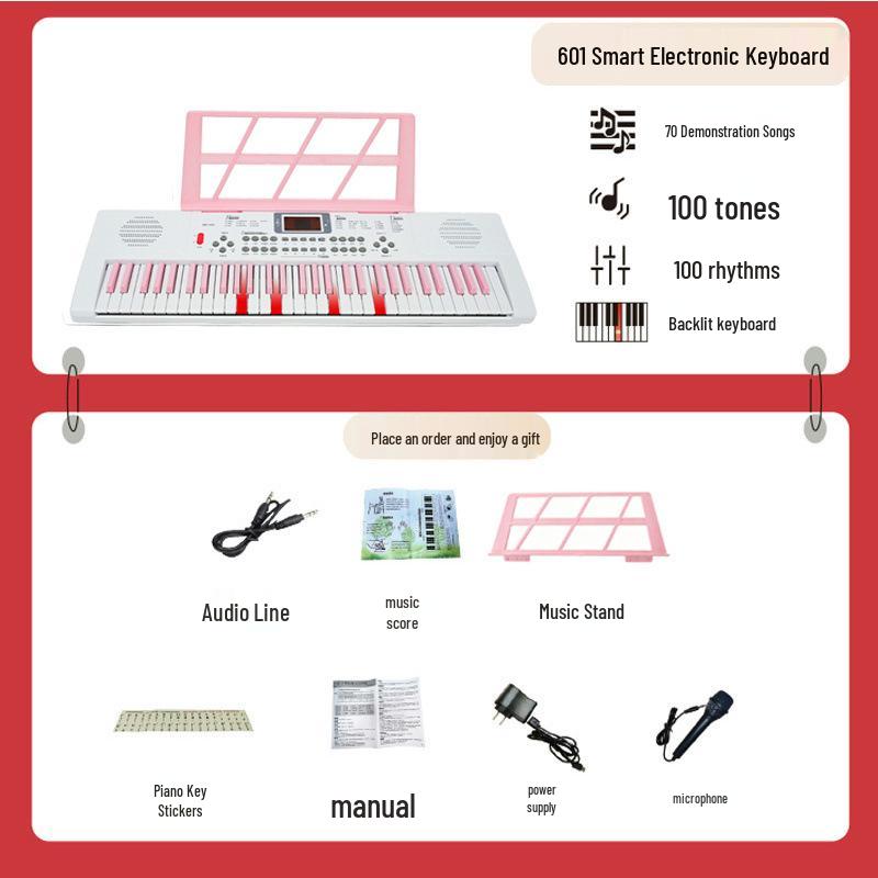 Beginner 61-Key Electronic Keyboard Piano for Home Use and Students