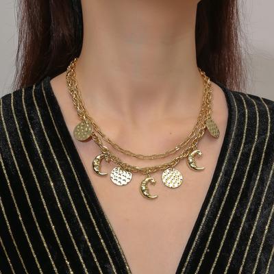 Multi-layer Alloy Eye Pendant Necklace Women's Premium Sense Exaggerated Design Fashion Personality Beautiful Elegant Daily Neck Jewelry for Her