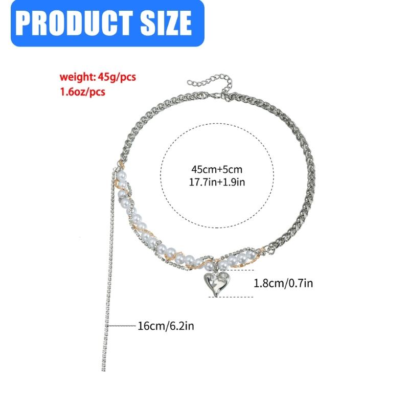 Stylish Pearls Accented Heart Shaped Necklace With Adjustable Length Jewelry For Daily Wear And Special Occasions