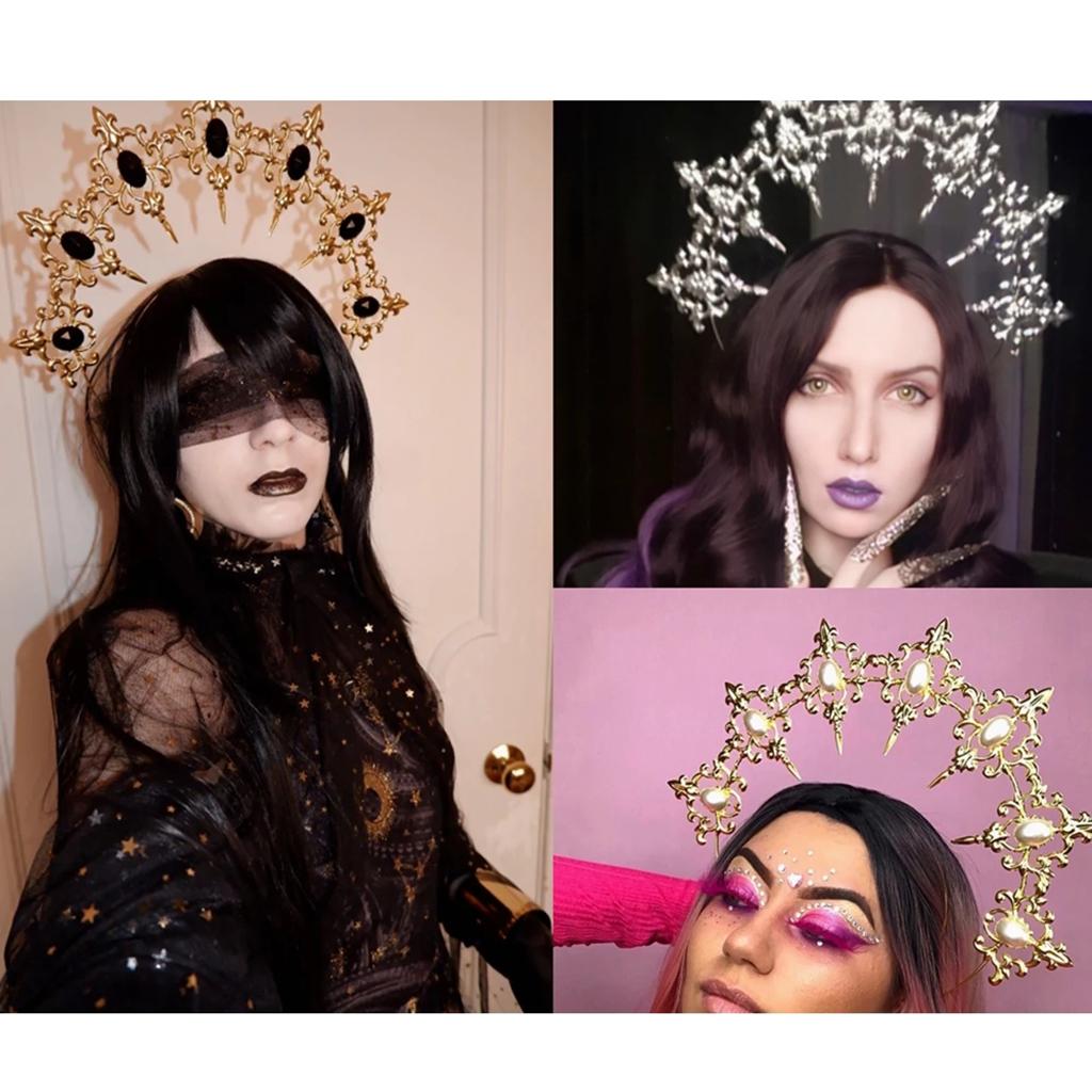 DIY Material Headband Lolita Halo Headbands Bridal Gothic Double Layer Crown