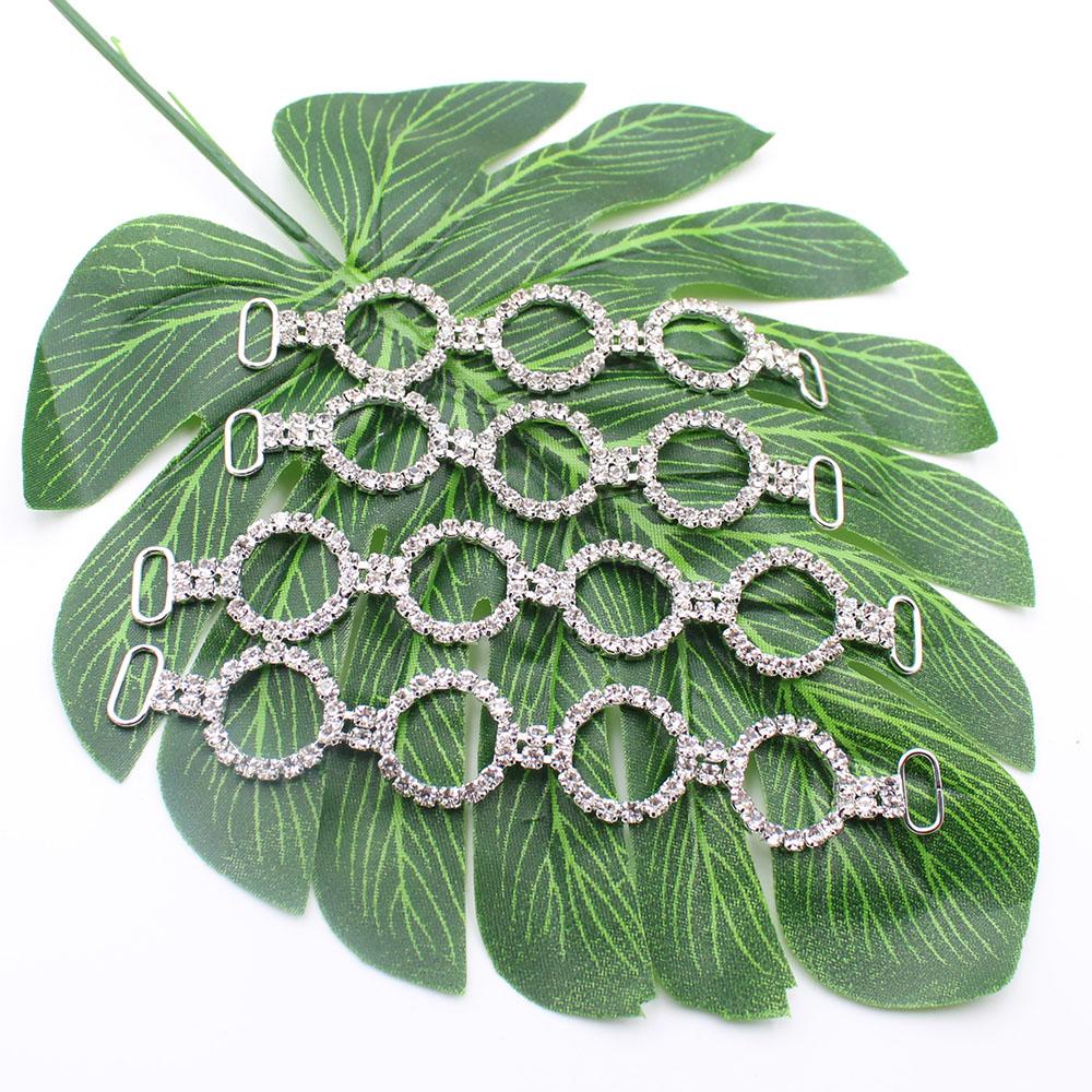 10pcs Circular Crystal Rhinestone Chain Bikini Connection Buckle, Suitable For Clothing/Beach Wear/Wedding Decoration