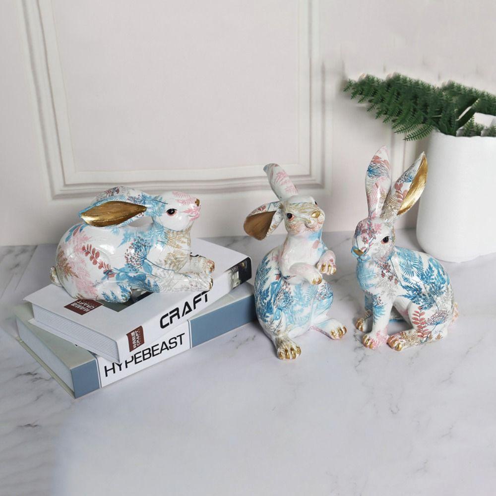 

Resin Bunny Statue Cartoon Rabbit Model Nordic Style Animal Sculpture Home Style 3