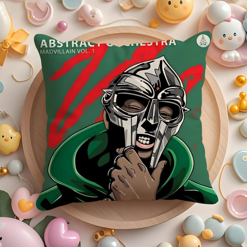 Mf D-Doom Madlib Cushion Cover Plush Fabric Soft Double-Sided Printed Sofa Pillow Case Colorfast Home Decor Gift